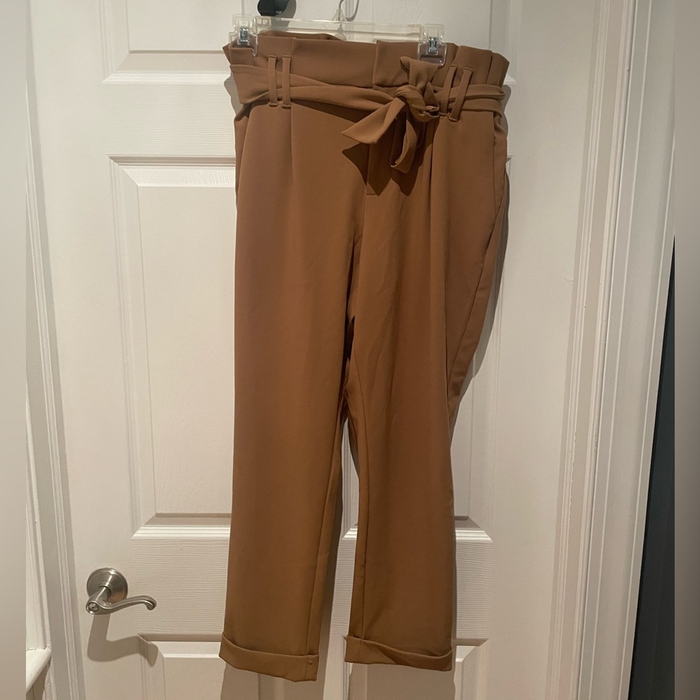 Beige INC women’s paper bag ankle pants size 12